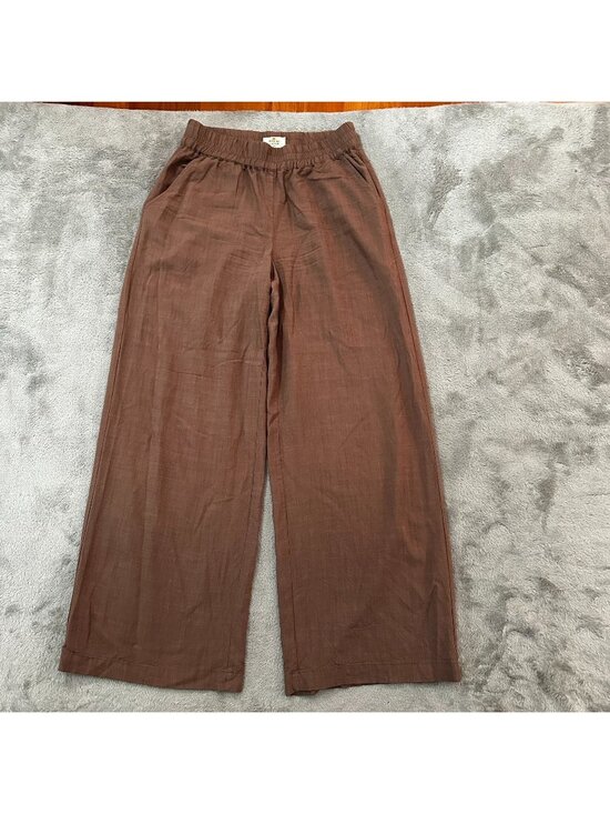 Marine Layer Pants - Marine Layer Allison Trouser Brown Wide Leg Pull On Lyocell Pants Women's SMALL
